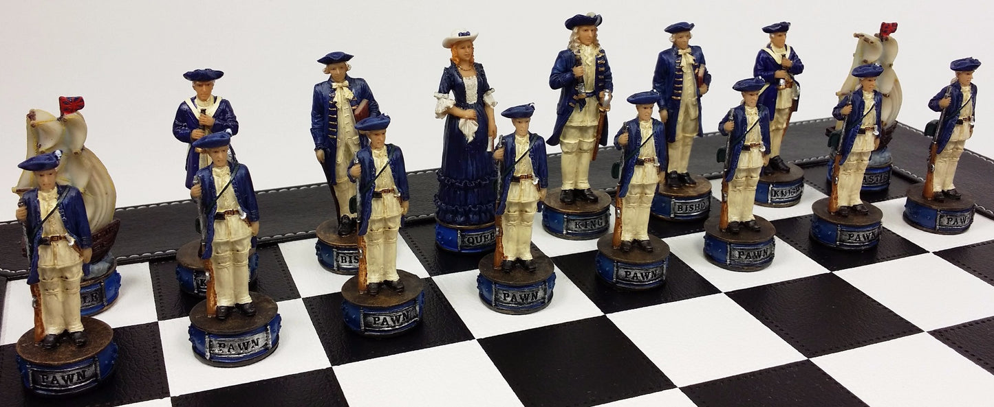 Pirates vs Royal Navy Pirate Chess Set W/ 18" Black Faux Leather Board