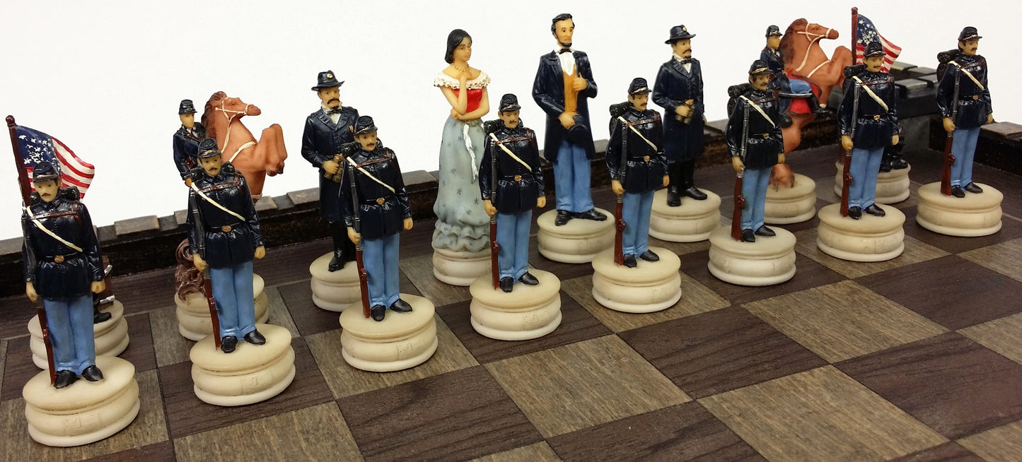American US Civil War Queens North vs South Chess Set 17" Fortress Castle Board