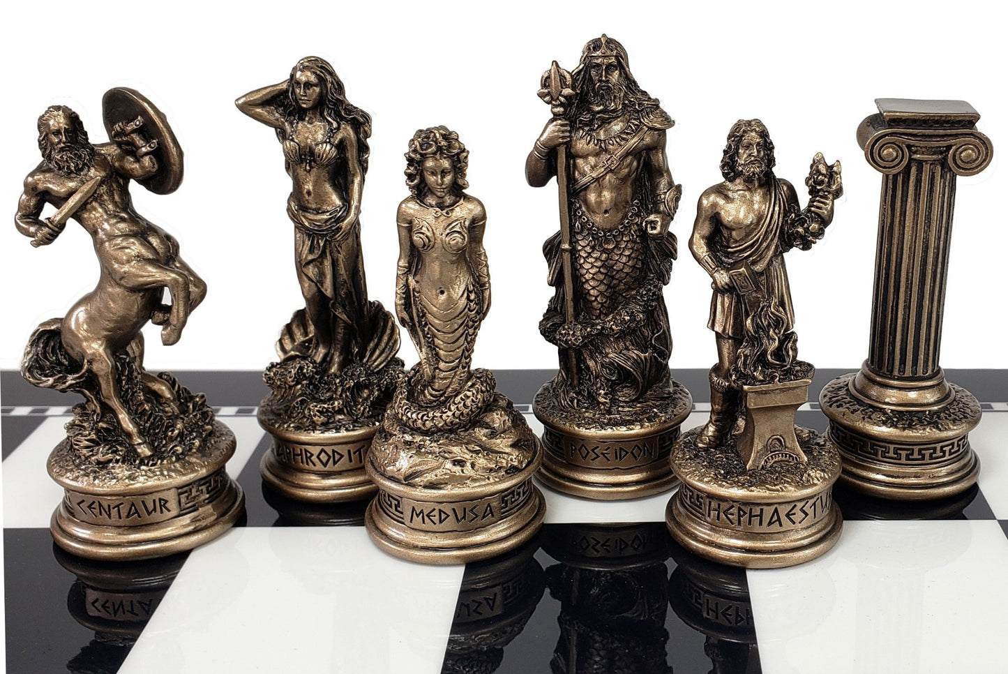 Greek Mythology Olympus Gods Chess Men Set Pewter & Bronze Color -NO Board