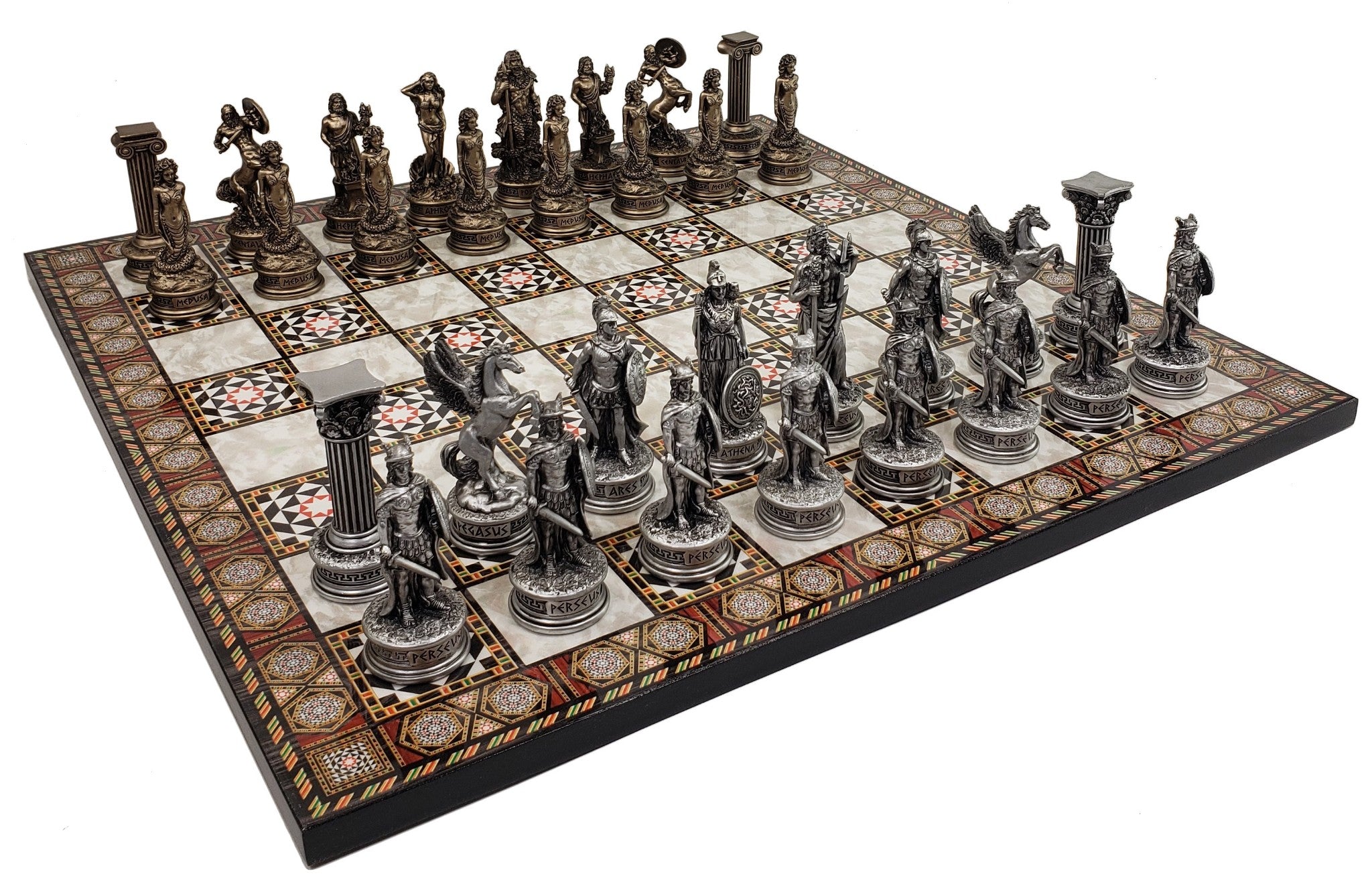 Greek Mythology Olympus Gods Chess Set Pewter Bronze Color17