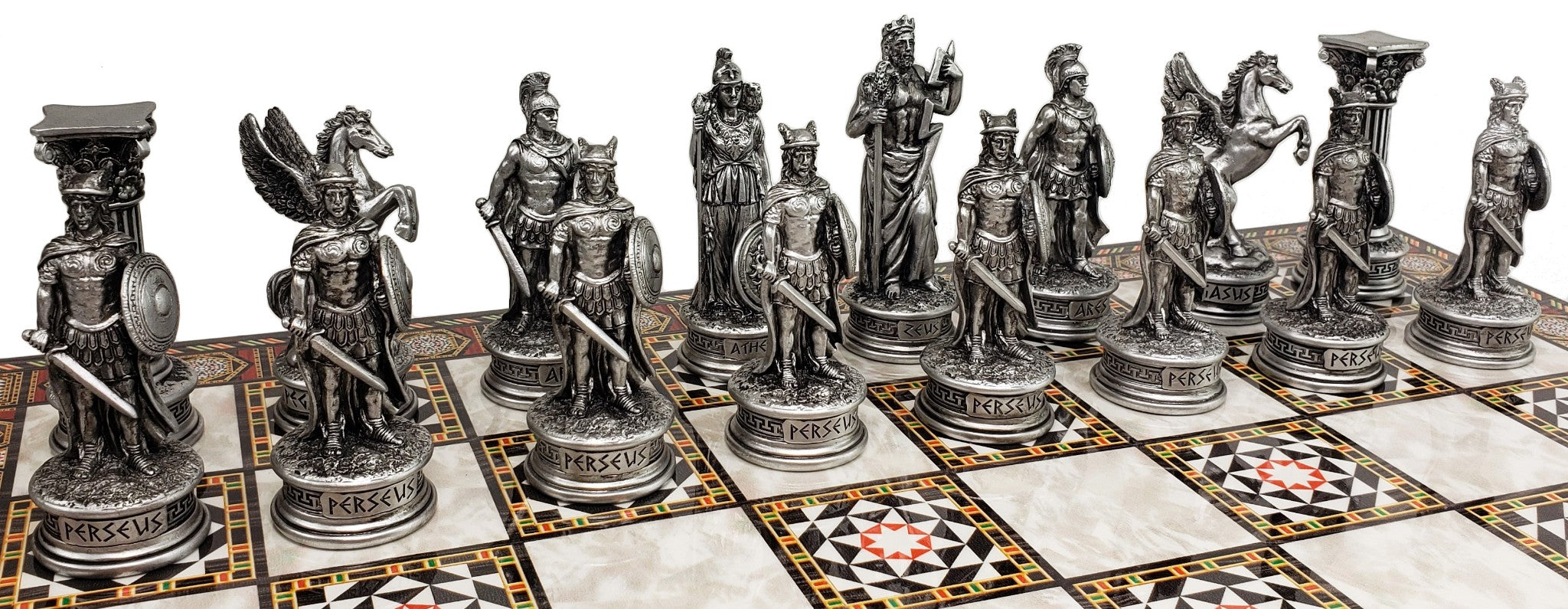 Greek Mythology Olympus Gods Chess Set Pewter Bronze Color17