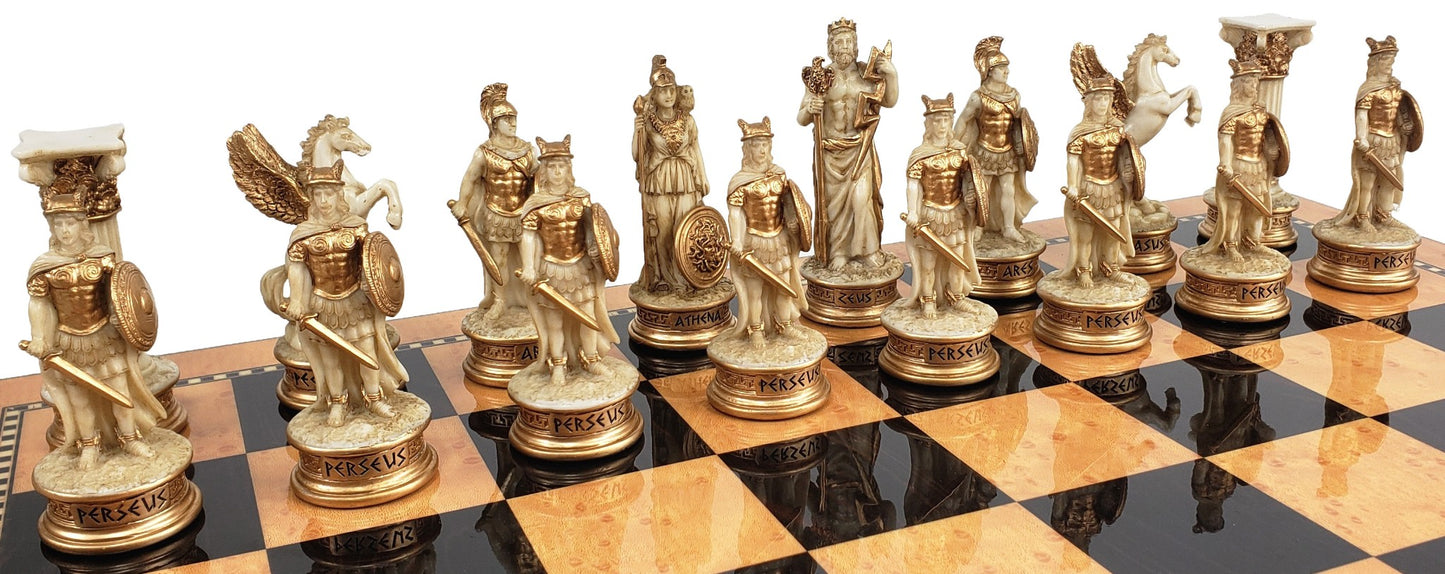 Greek Mythology Olympus Gods Chess Men Set Zeus Poseidon Antique White -NO BOARD