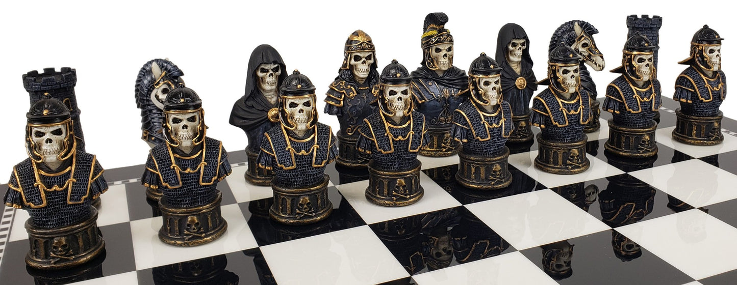 Medieval Times Skull Busts Gothic Fantasy Skeleton Chess Men Set - NO Board