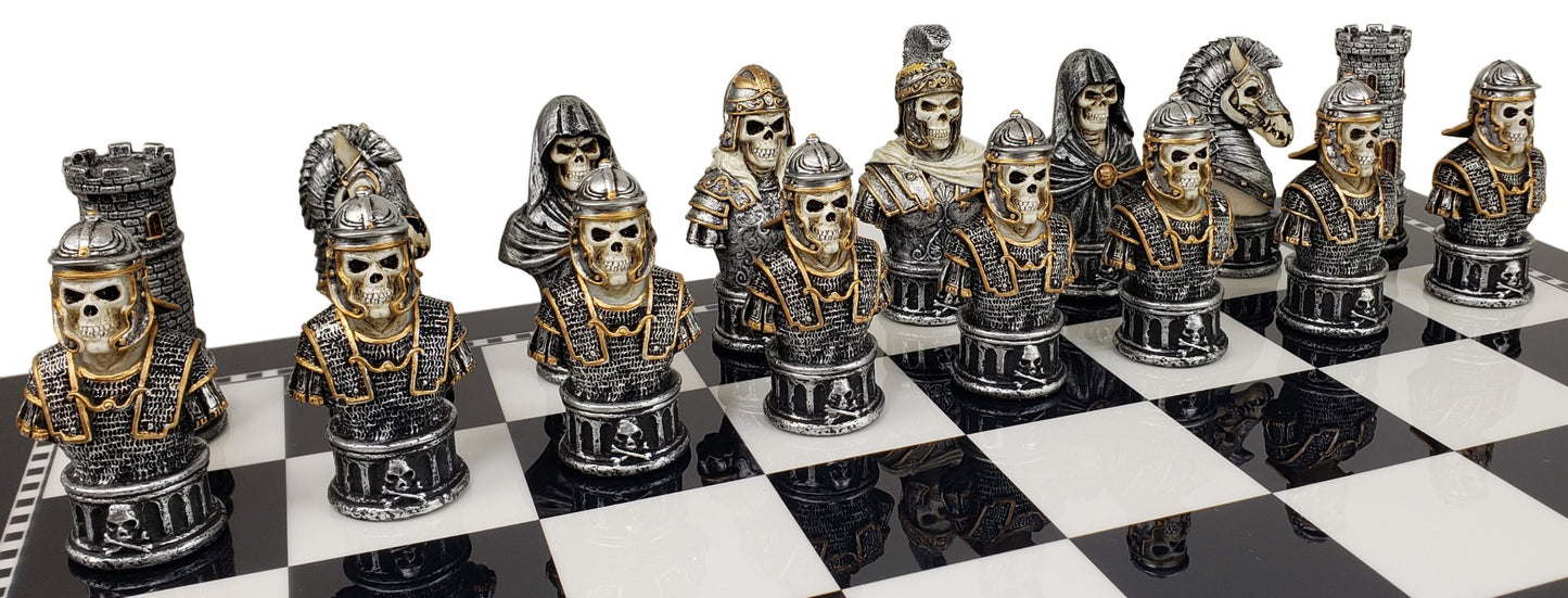 Medieval Times Skull Busts Gothic Fantasy Skeleton Chess Men Set - NO Board