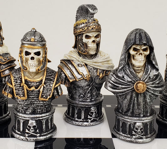 Medieval Times Skull Busts Gothic Fantasy Skeleton Chess Men Set - NO Board