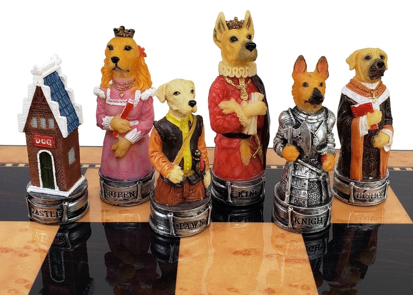 Royal Cats Vs Dogs Animal Chess Chess Set with 18" Walnut Color Board
