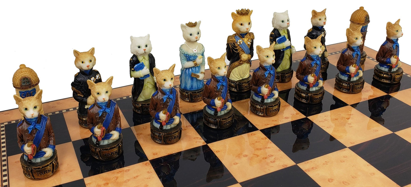 Royal Cats Vs Dogs Animal Chess Chess Set with 18" Walnut Color Board