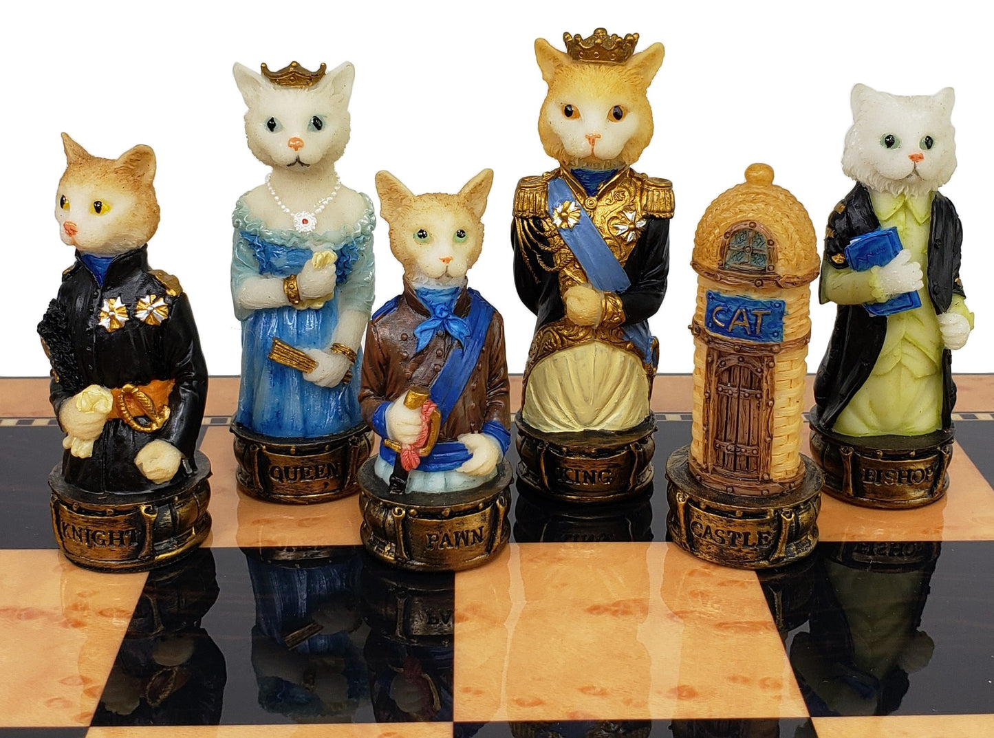 Royal Cats Vs Dogs Animal Chess Chess Set with 18" Walnut Color Board