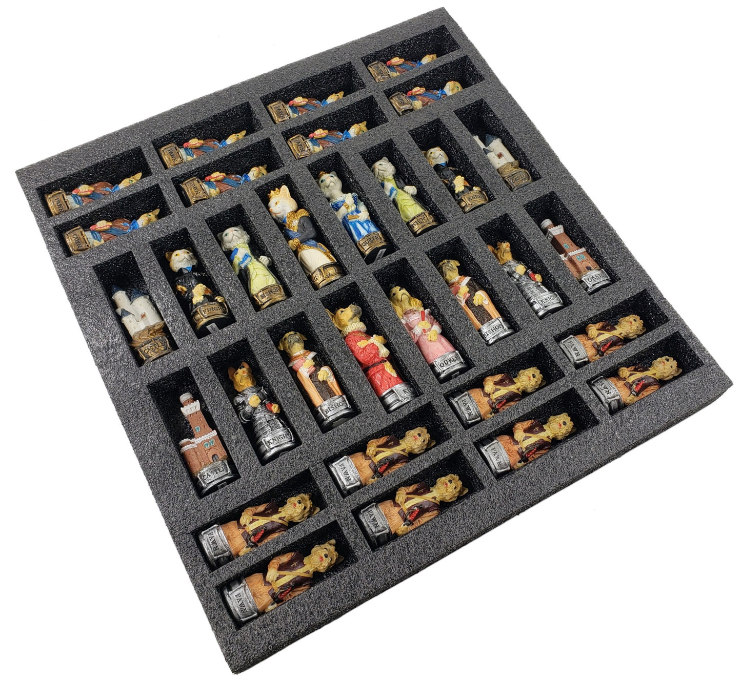 Cats Vs Dogs Animals Chess Set With 14 inch Cedar Color Board