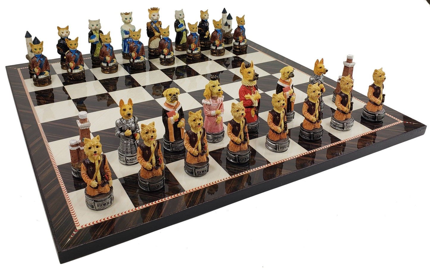 Cats Vs Dogs Animals Chess Set With 17" Elegance Board