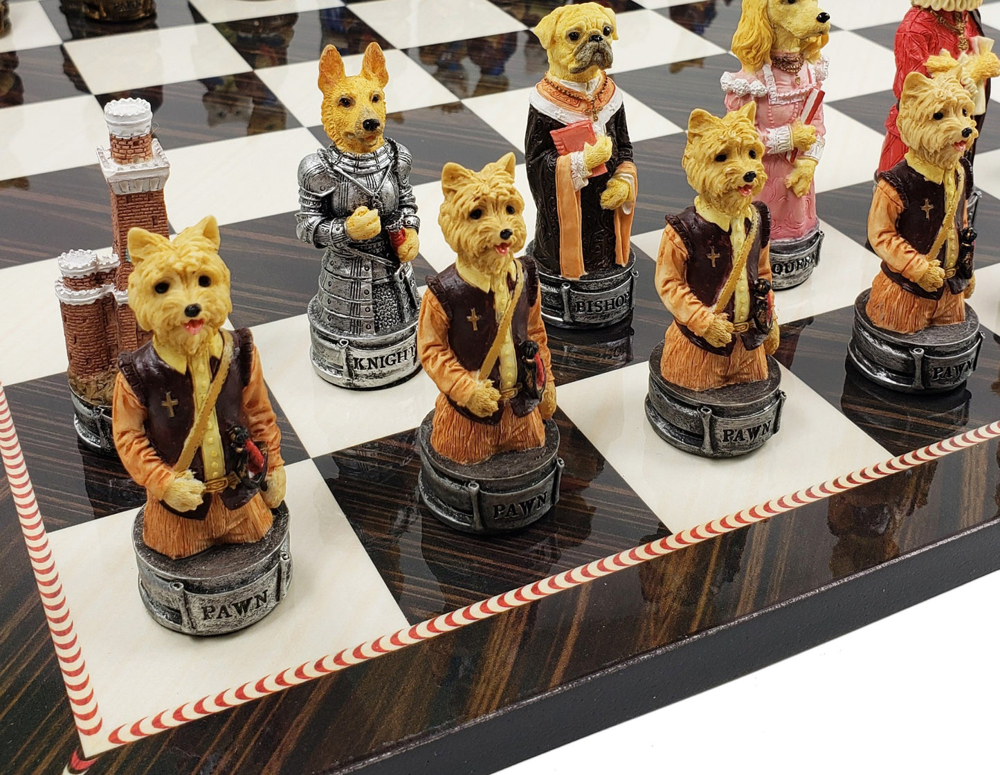 Cats Vs Dogs Animals Chess Set With 17" Elegance Board