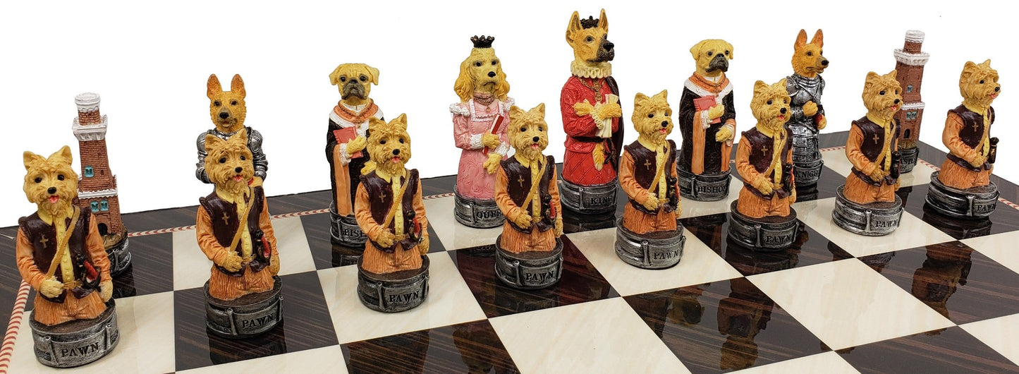 Cats Vs Dogs Animals Chess Set With 17" Elegance Board