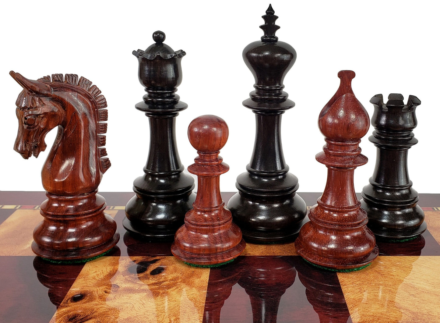 BLOODWOOD & EBONY Large Staunton LUXURY Chess Set Cherry Color Storage Board