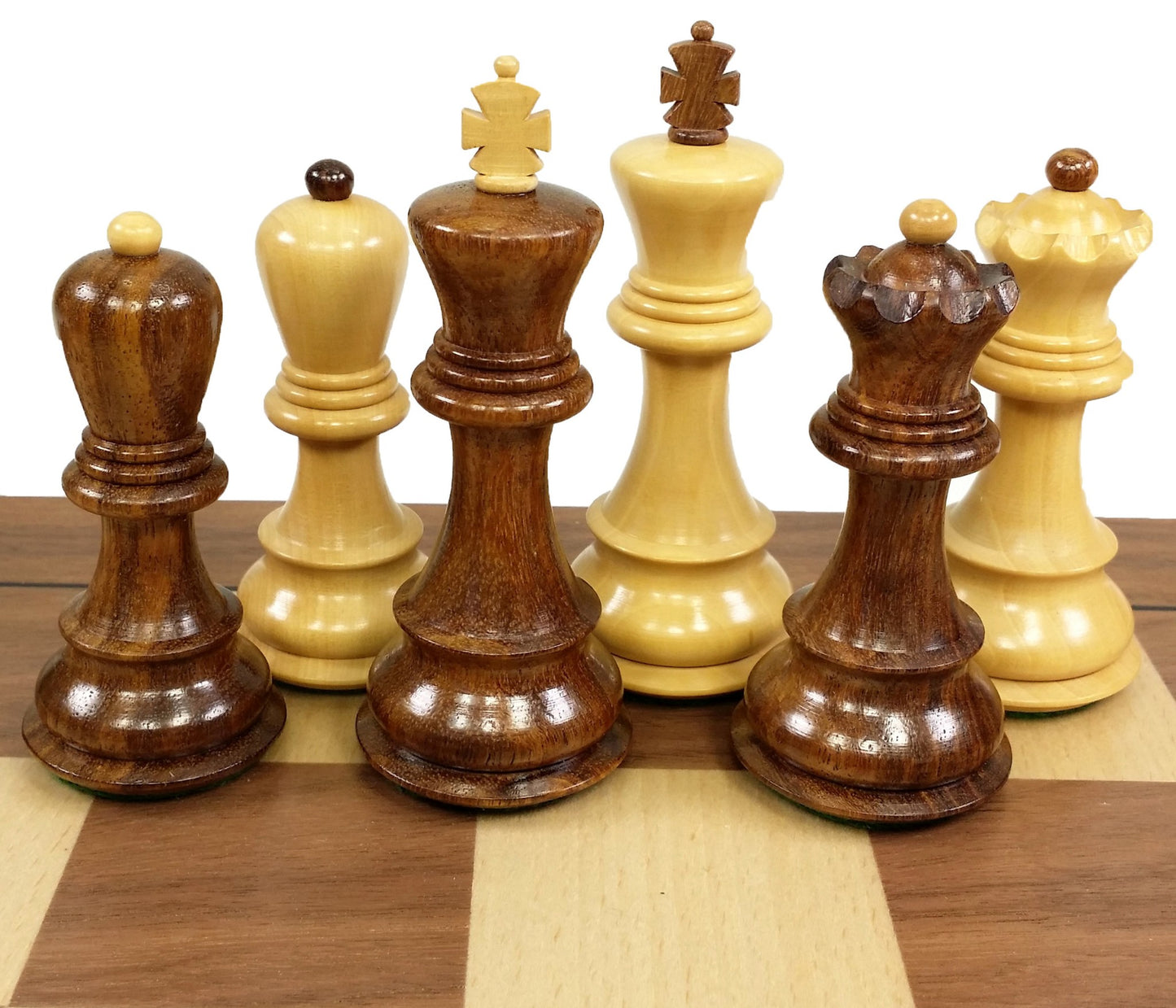 4Q Acacia Opposite Tops 3 3/4" King Staunton Wood Chess Men Set NO Board Storage