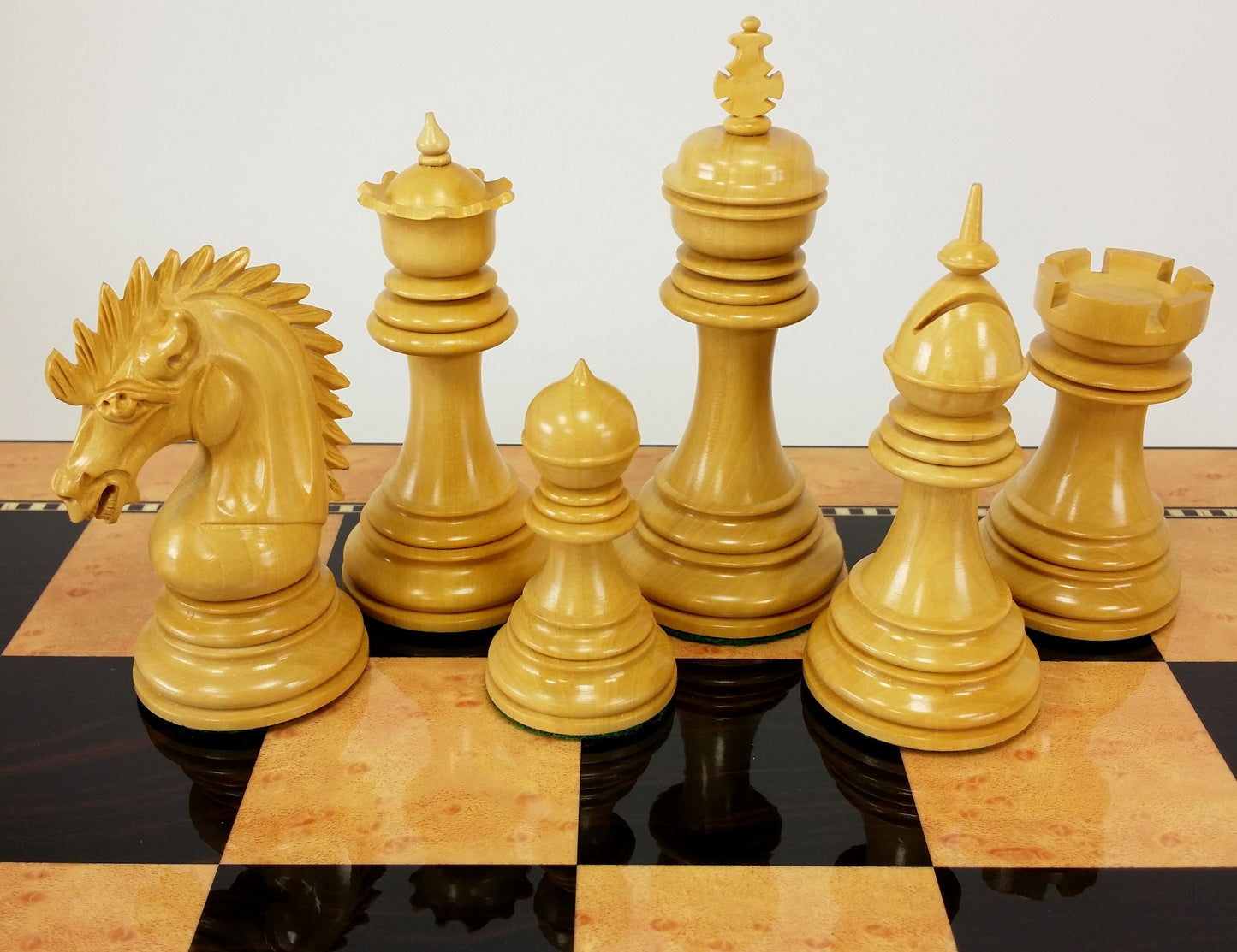 EBONY BLACK Spiked Hair Knight 4 3/8" King Large Staunton Chess Men Set NO BOARD