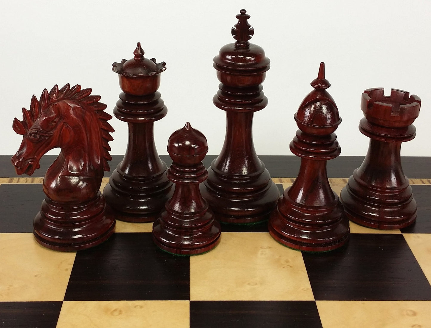 Blood ROSEWOOD Spiked Hair Knight 4 3/8" King Large Staunton Chess Men Set NO BD