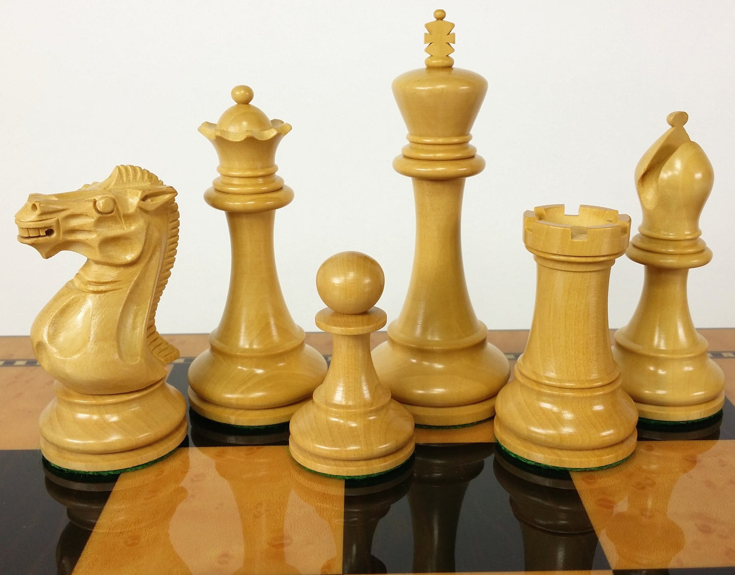 4 QNS Black and Nat 3 3/4" King Anderssen Staunton Wood Chess Men Set - NO Board