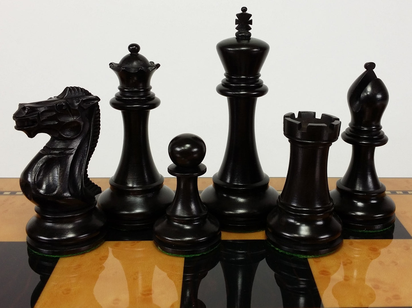 4 QNS Black and Nat 3 3/4" King Anderssen Staunton Wood Chess Men Set - NO Board