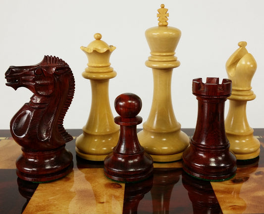 4 QNS BLOOD ROSEWOOD 3 3/4" Kg Anderssen Staunton Wood Chess Men Set - NO Board