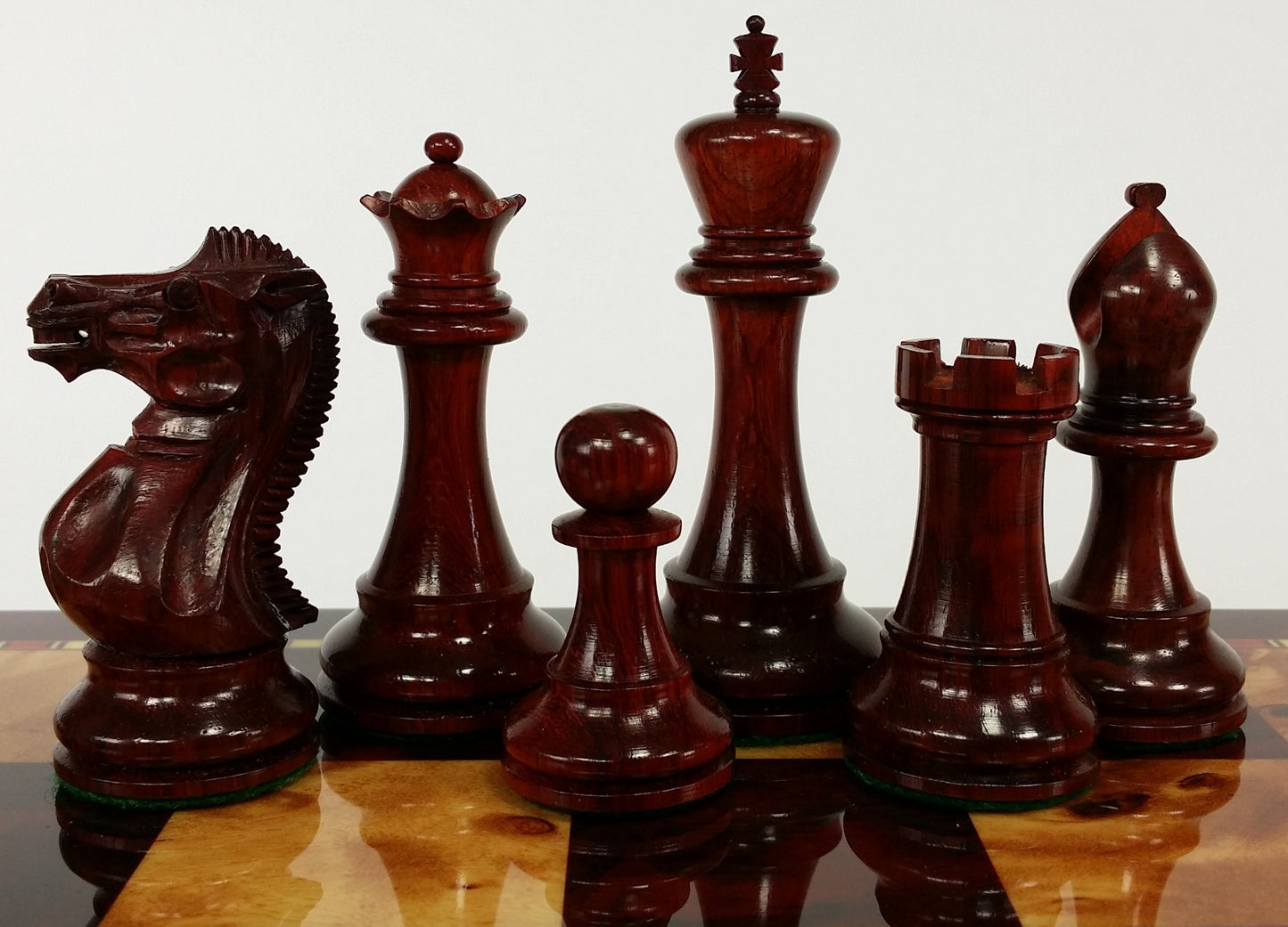 BLOOD ROSEWOOD 3 3/4" Kg Anderssen Staunton Wood Chess Set 18" Cherry Color Bd