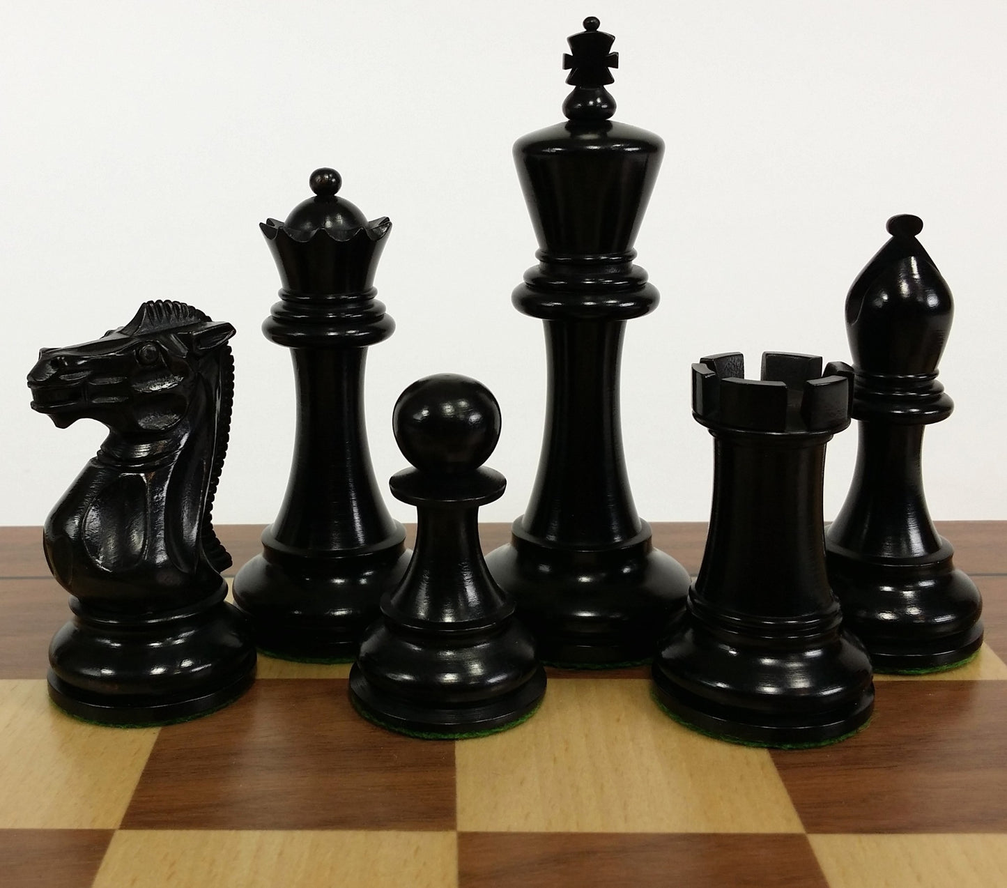 Black 4 5/8" KIng Anderssen Staunton Wood Chess Set Large 19" Walnut Board