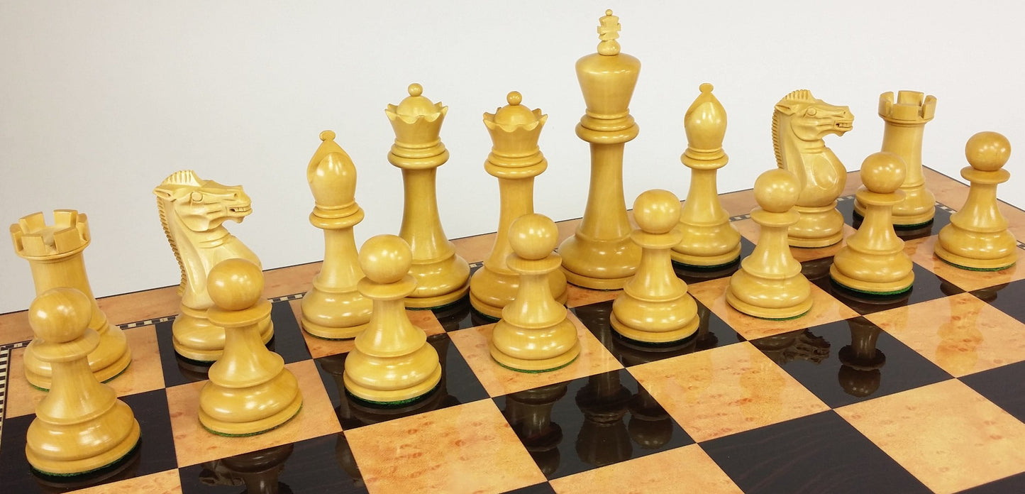 4 QNS Black & Boxwood 4 5/8 Anderssen Staunton Wood Large Chess Men Set NO Board