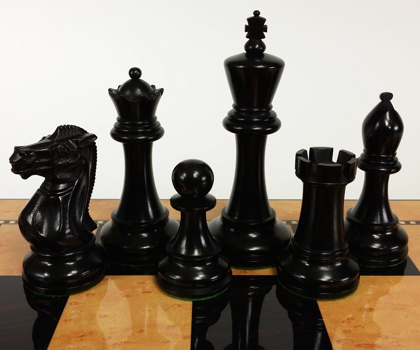 4 QNS Black & Boxwood 4 5/8 Anderssen Staunton Wood Large Chess Men Set NO Board