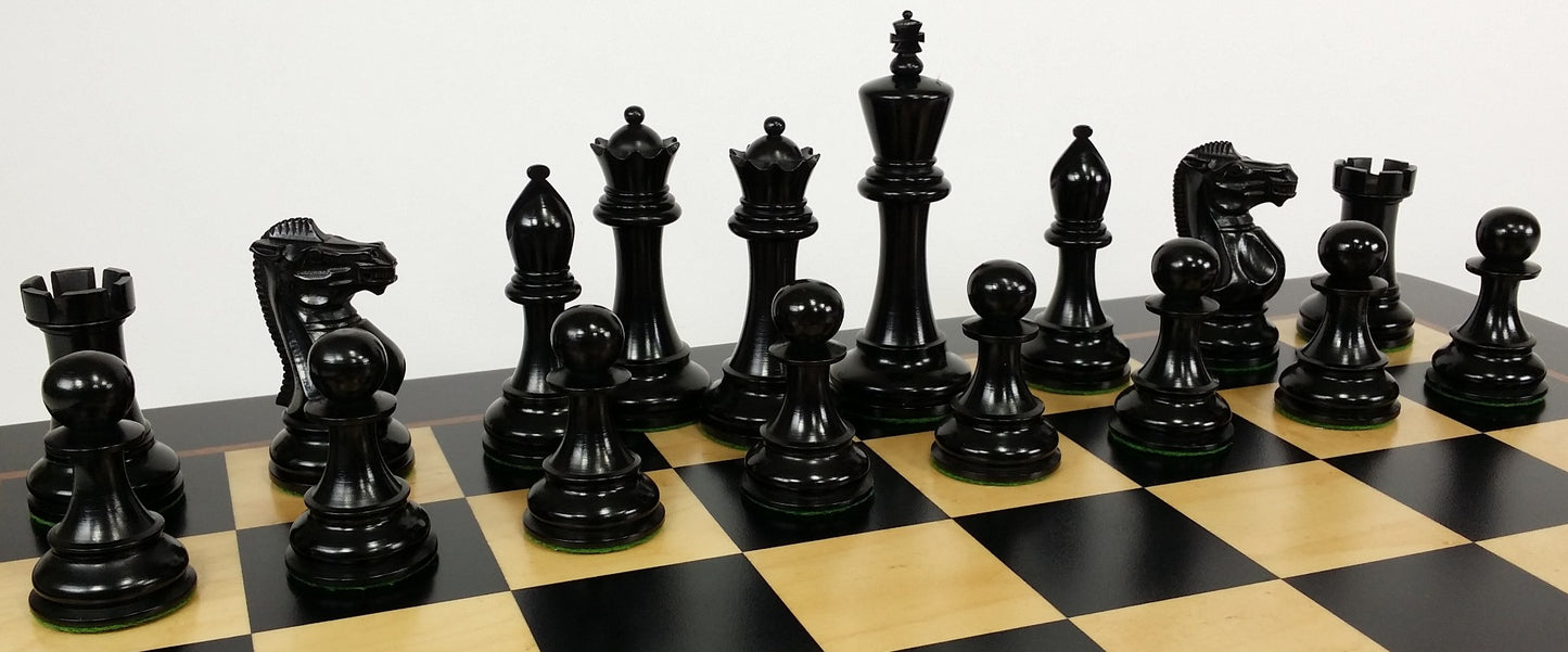 Black 4 5/8" Anderssen Staunton Wood Chess Set Large 22" Black & Maple Board