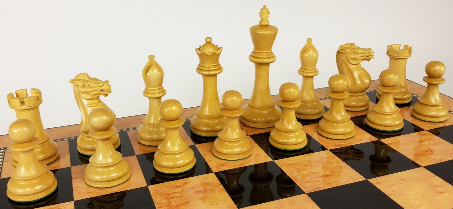 4 Q Acacia Boxwood 4 5/8 K Anderssen Staunton Large Wood Chess Men Set No Board