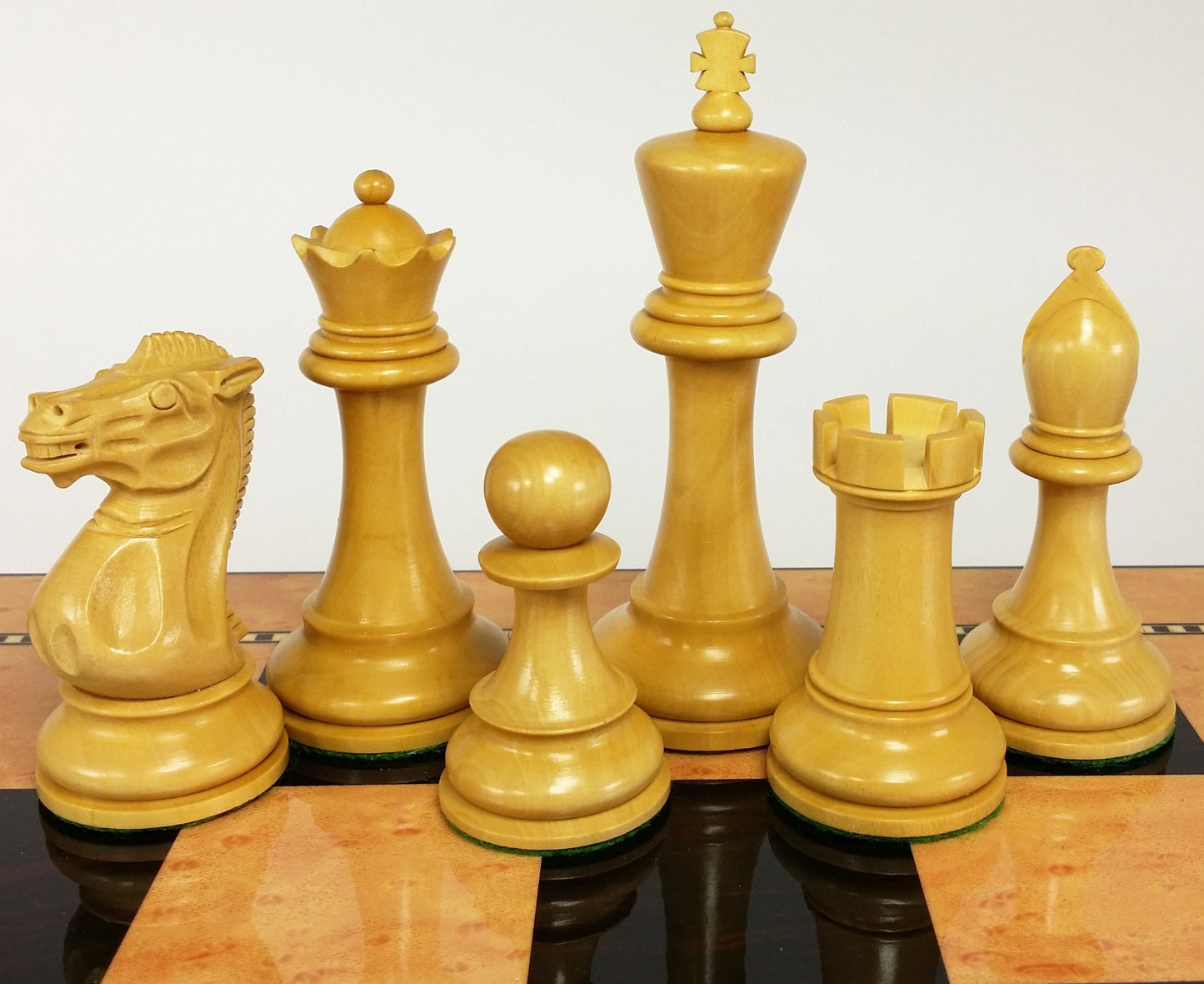 4 Q Acacia Boxwood 4 5/8 K Anderssen Staunton Large Wood Chess Men Set No Board