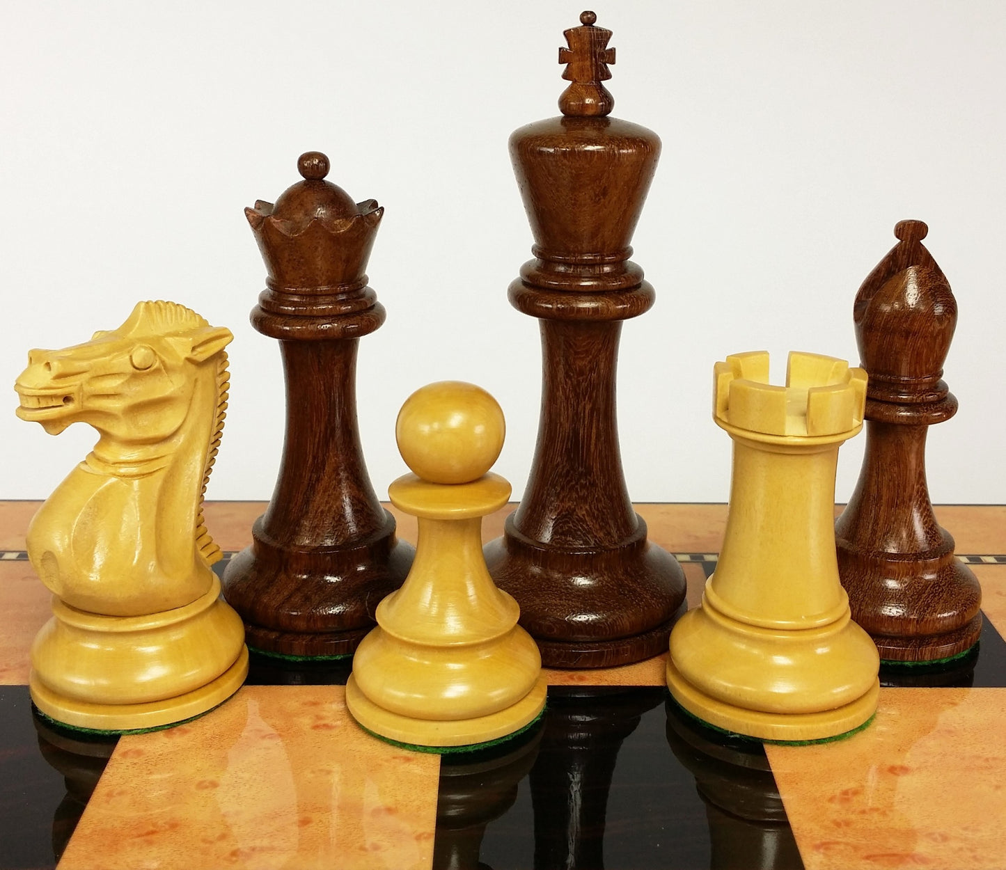 4 Q Acacia Boxwood 4 5/8 K Anderssen Staunton Large Wood Chess Men Set No Board