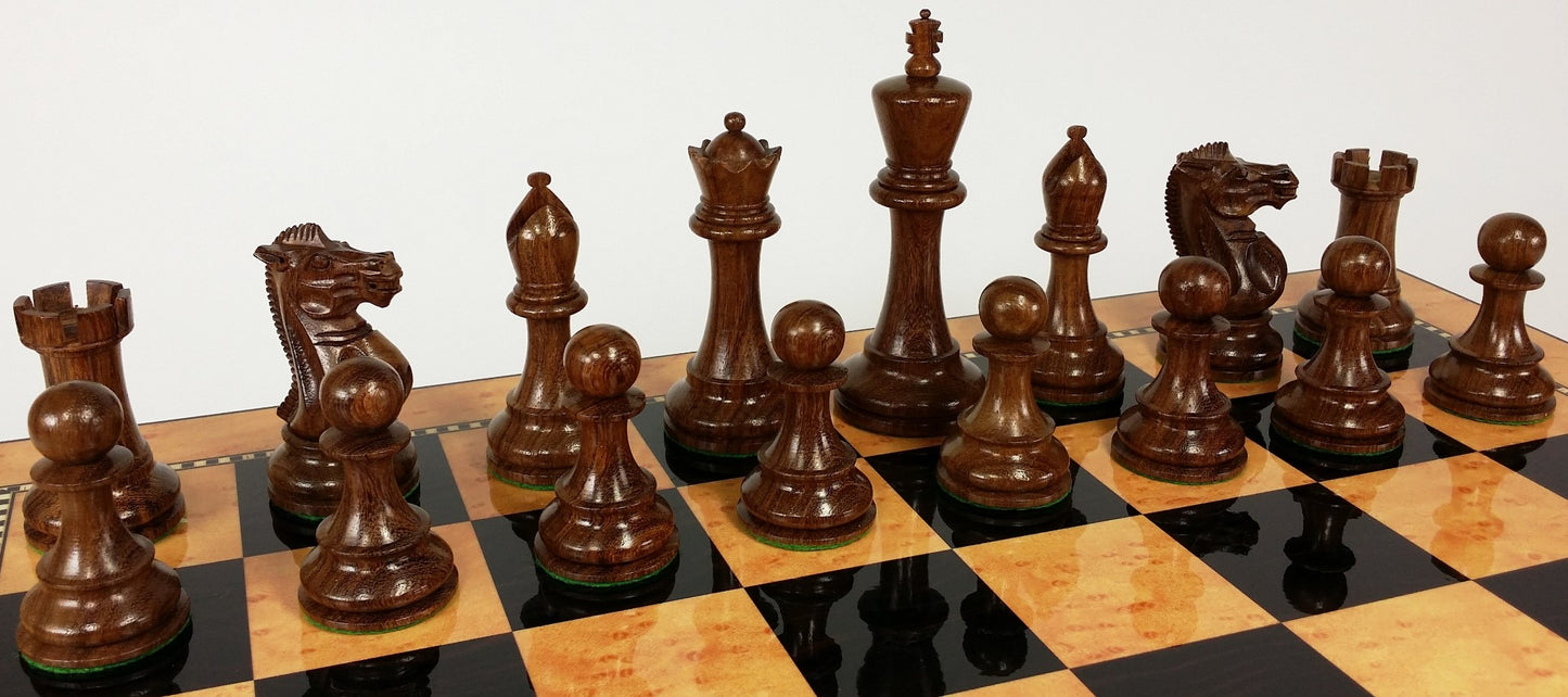 4 Q Acacia Boxwood 4 5/8 K Anderssen Staunton Large Wood Chess Men Set No Board