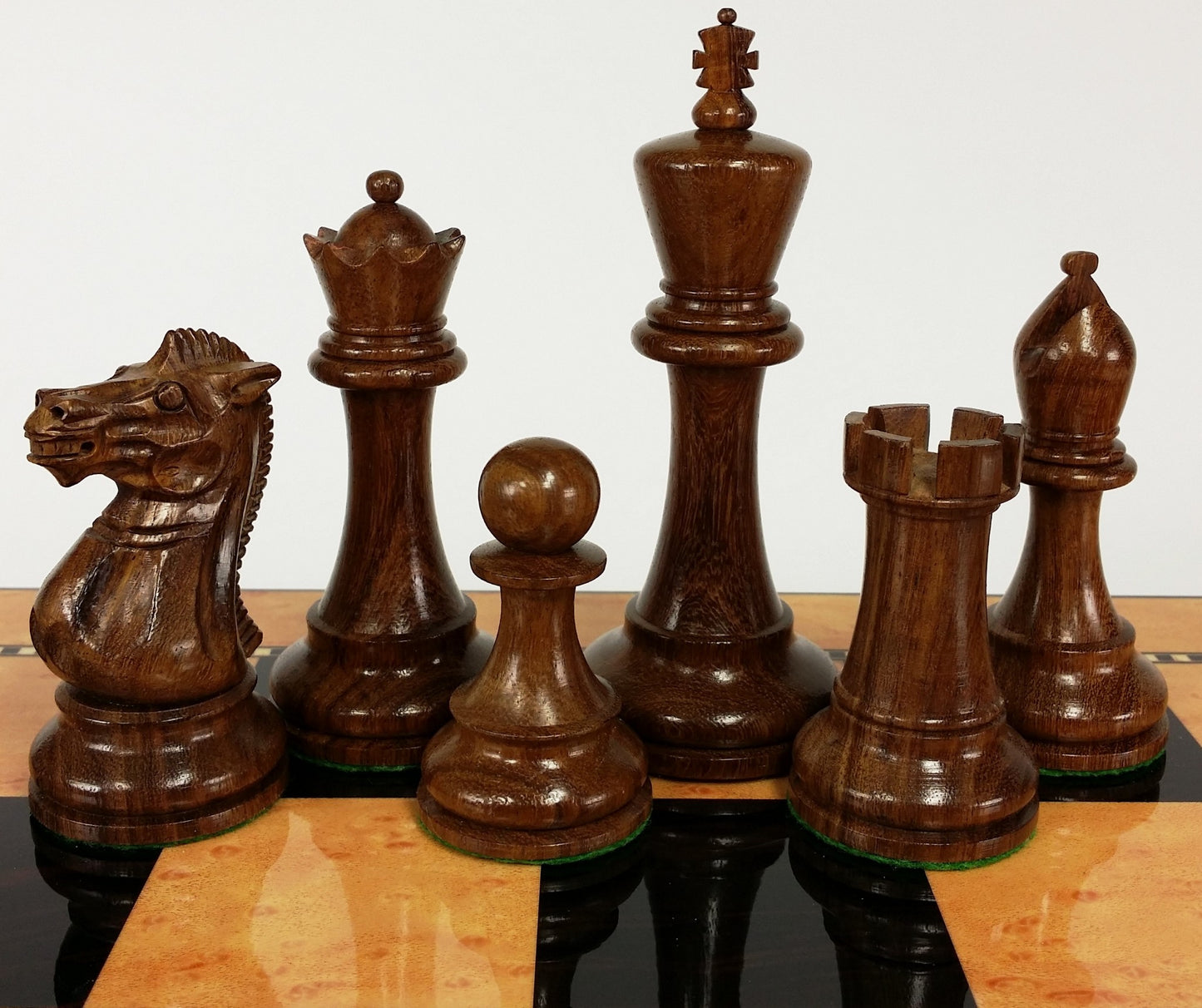 4 Q Acacia Boxwood 4 5/8 K Anderssen Staunton Large Wood Chess Men Set No Board