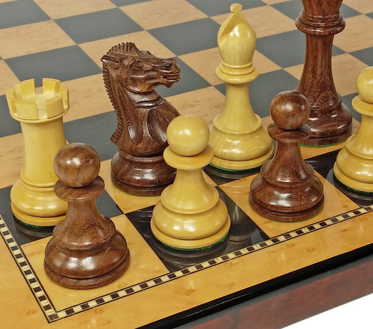 Acacia 4 5/8" Anderssen Staunton Wood Chess Set W/ Large 18"  Walnut Color Board