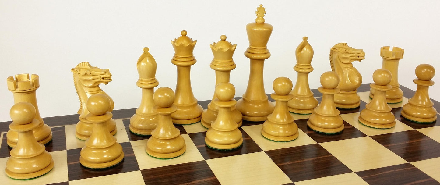 Acacia Wood 4 5/8 Kg Anderssen Staunton Chess Set Large 20" Ebony & Maple Board