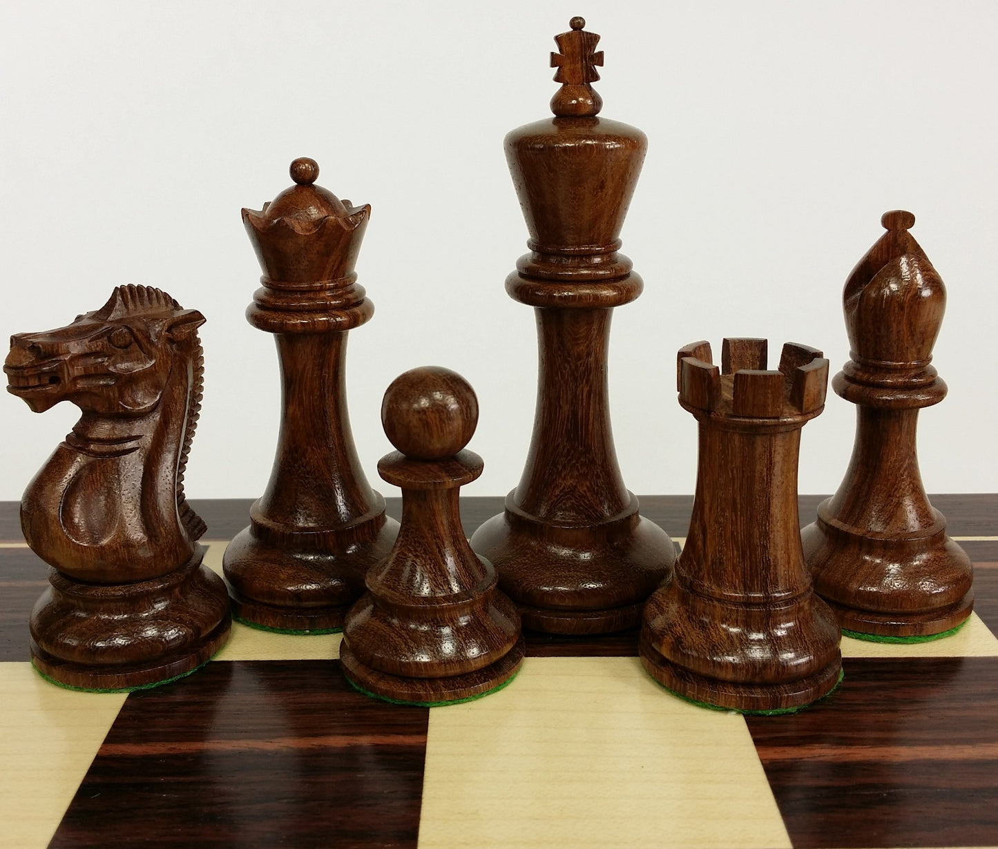 Acacia Wood 4 5/8 Kg Anderssen Staunton Chess Set Large 22" Ebony & Maple Board