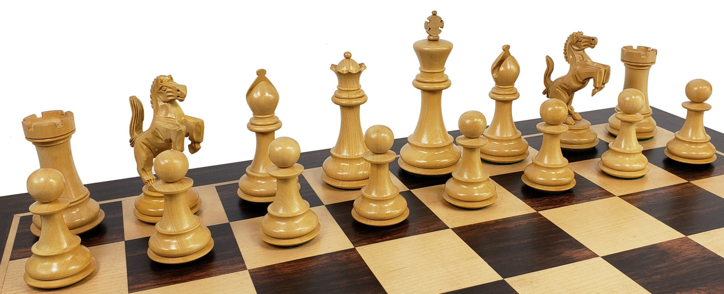 BLACK EBONY WOOD REARING KNIGHT 4 1/2 Kg Large Staunton Chess Men Set - NO Board