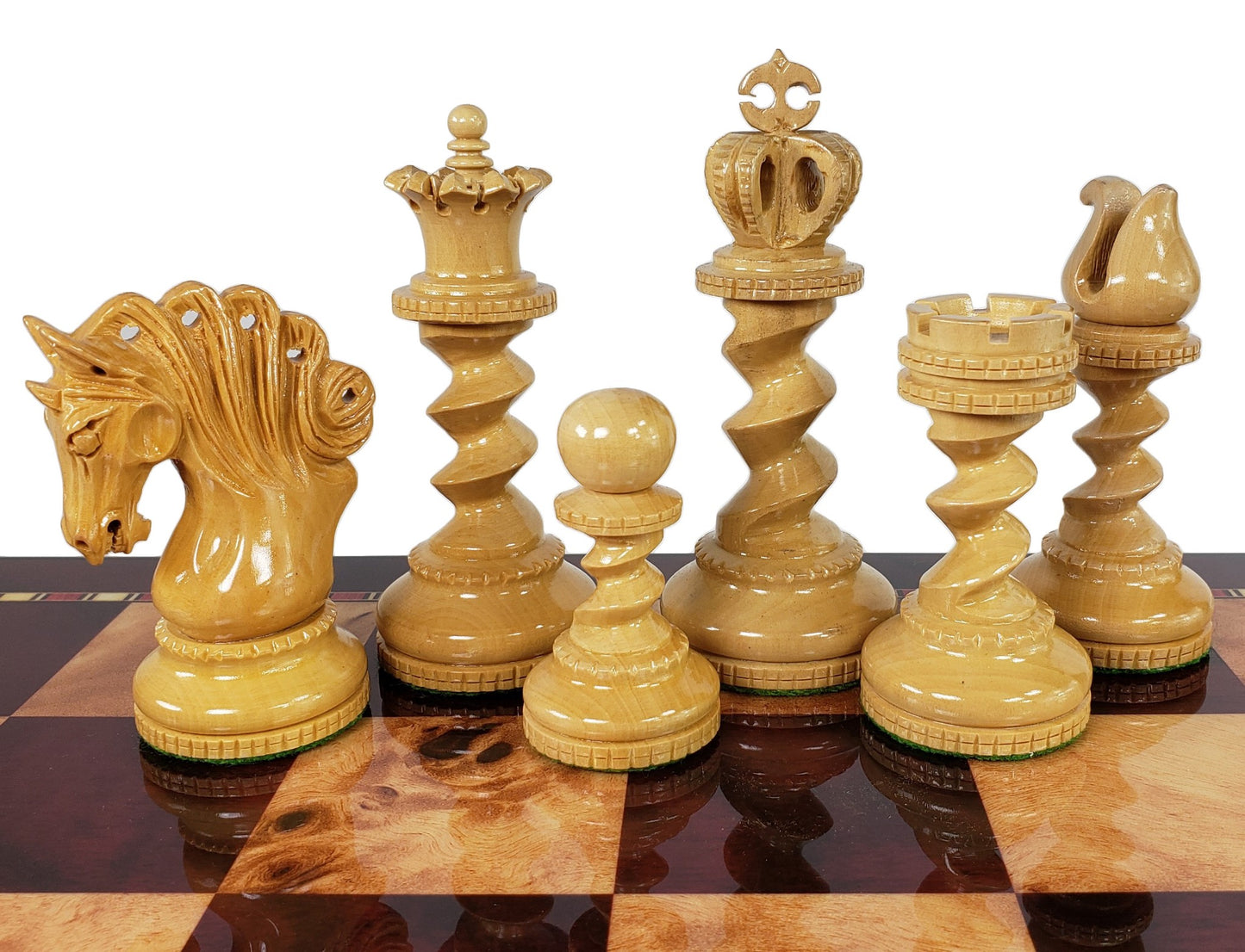 Bloodwood Twisted 4 1/2 KG Large Staunton Wood Chess Pieces Set NO Board