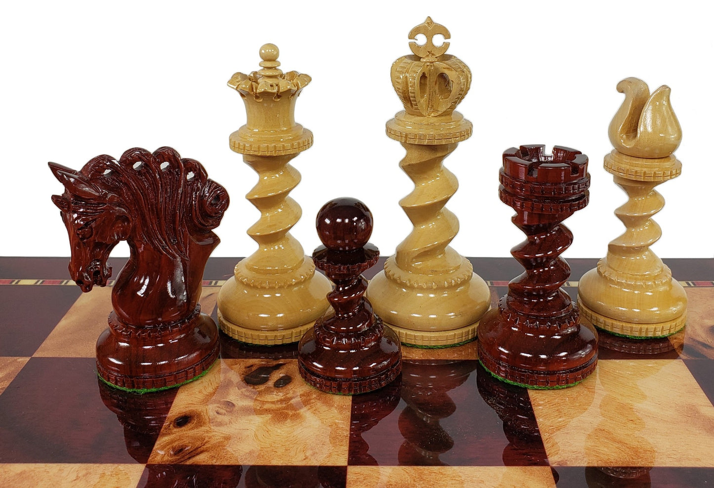 Bloodwood Twisted 4 1/2 KG Large Staunton Wood Chess Pieces Set NO Board