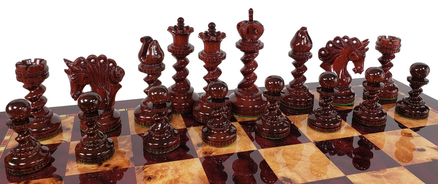 Bloodwood Twisted 4 1/2 KG Large Staunton Wood Chess Pieces Set NO Board