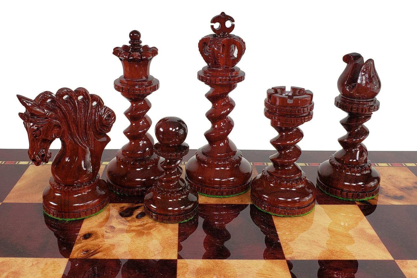 Bloodwood Twisted 4 1/2 KG Large Staunton Wood Chess Pieces Set NO Board