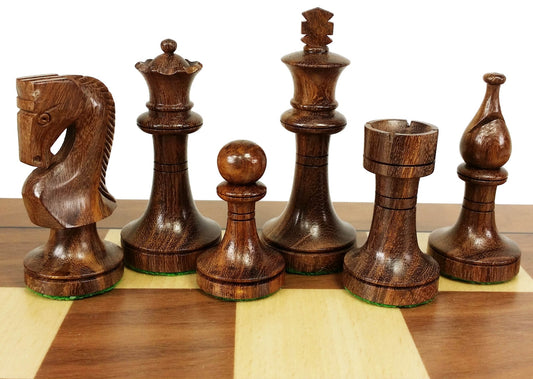 DOUBLE Queens Acacia & Boxwood  3 1/2" King Staunton Chess Men Set - NO BOARD