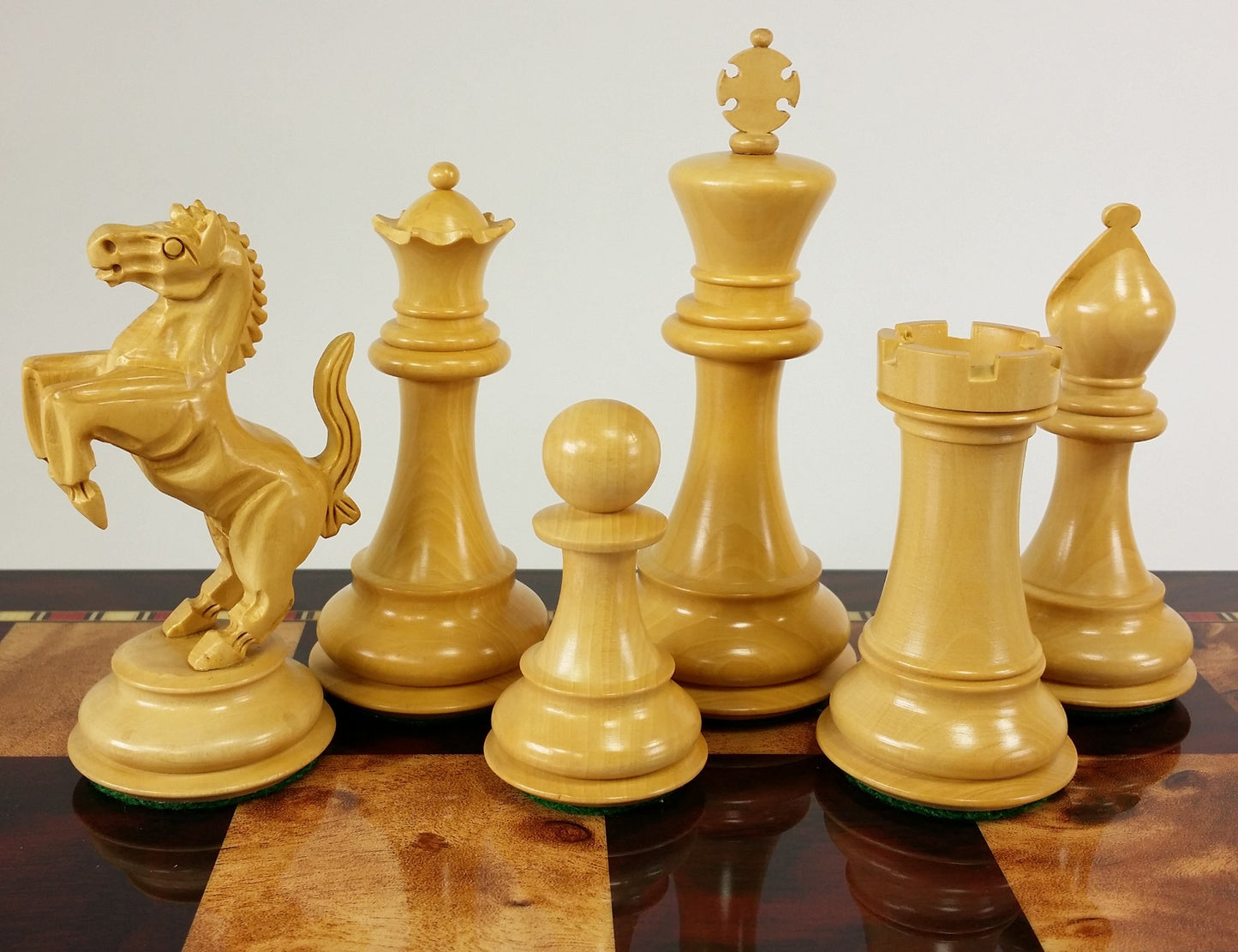 BLOOD ROSEWOOD REARING KNIGHT Large Staunton Chess Set Cherry Color Storage Boar