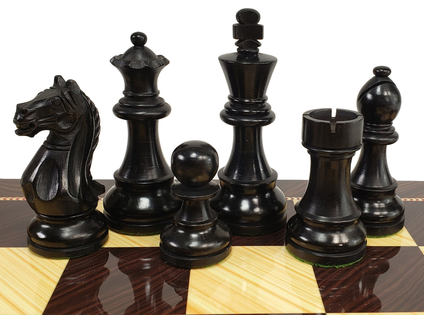 ACACIA BLACK Supreme 3 3/4 Kg Staunton Wood Chess Set 17" Elegance Board