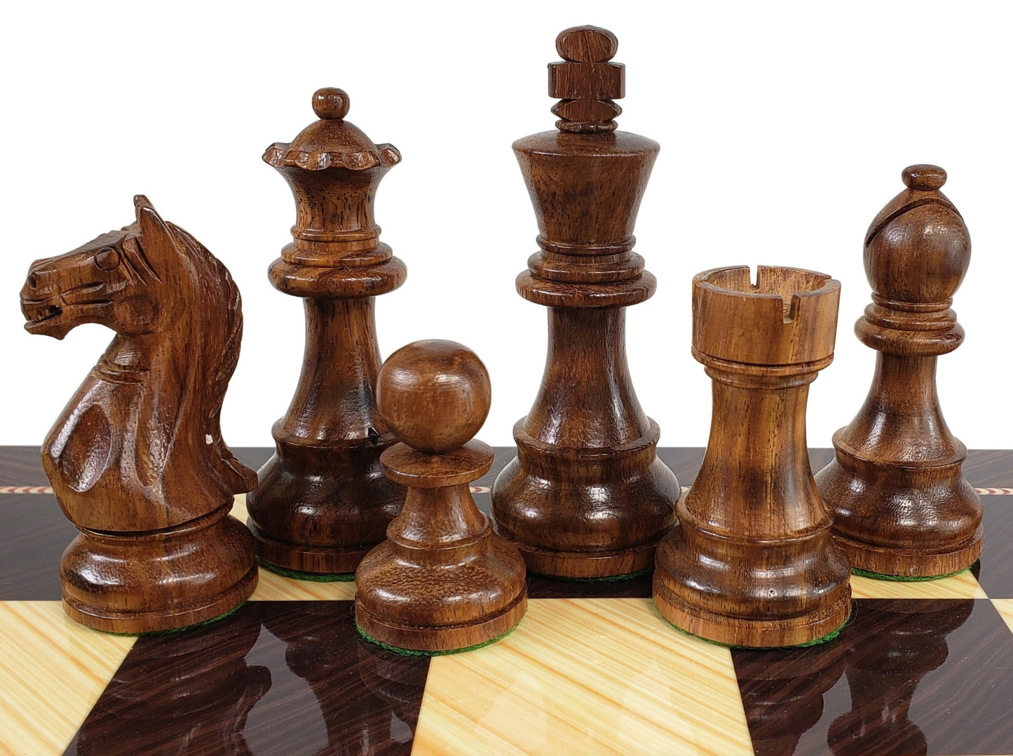 ACACIA BLACK Supreme 3 3/4 Kg Staunton Wood Chess Set 17" Elegance Board