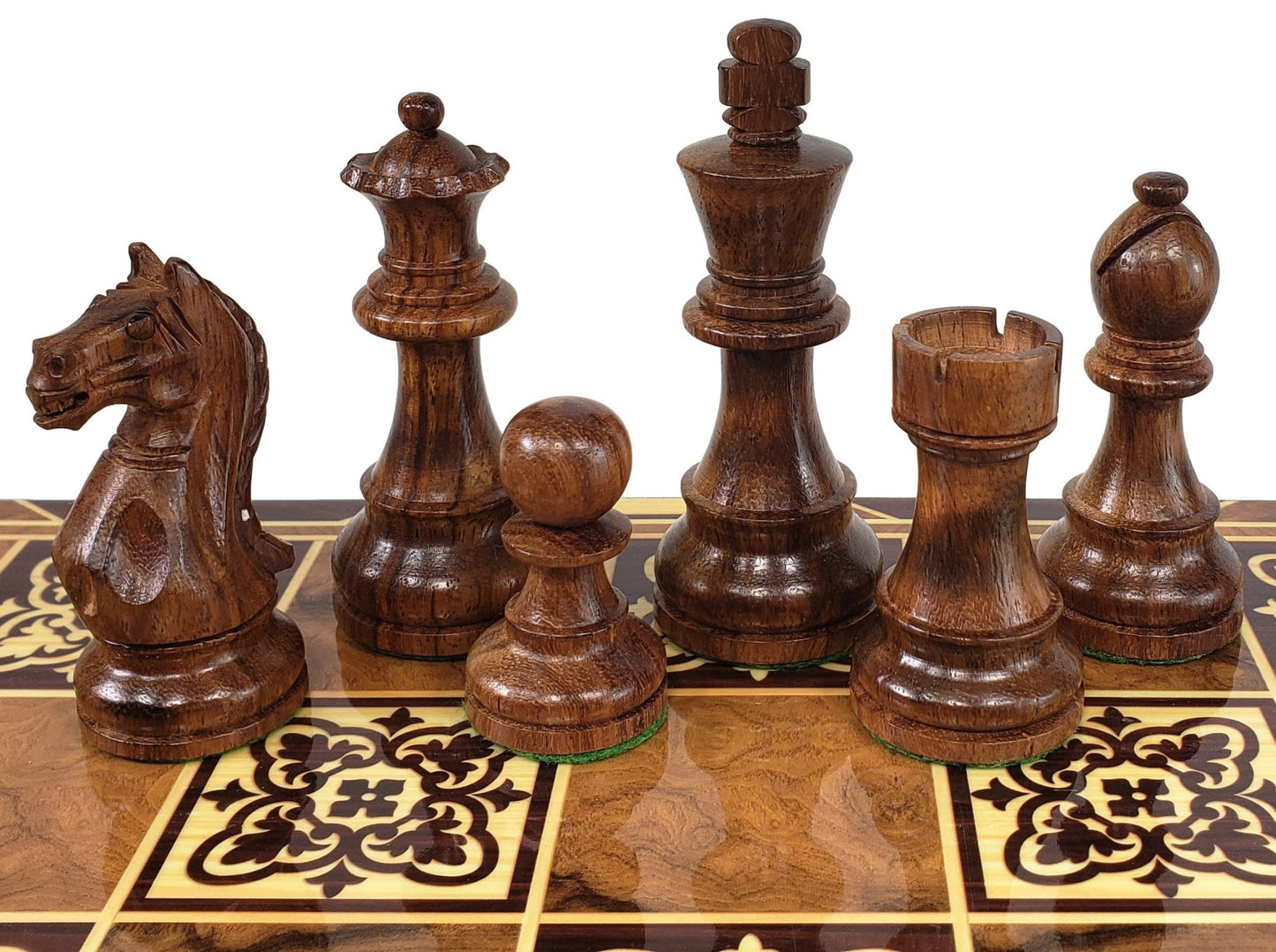 Acacia & Black Supreme 3 3/4 Kg Staunton Wood Chess Set 17" Burlwood Color Board