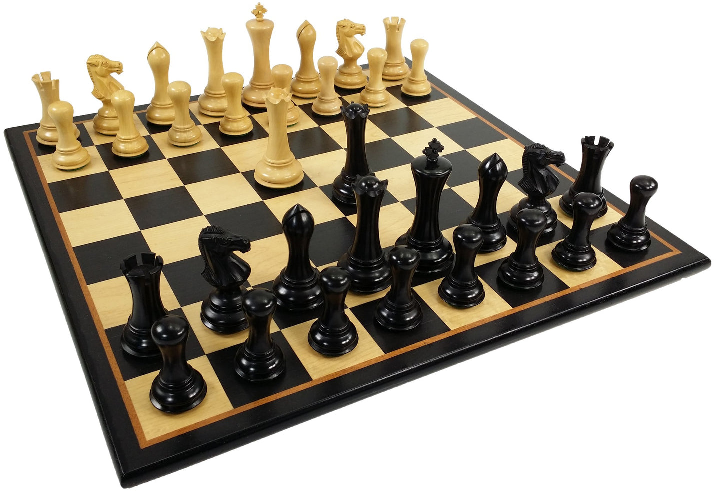 4Q Black Empire Modern Staunton Wood Chess Men Set W 17" Black & Maple Board