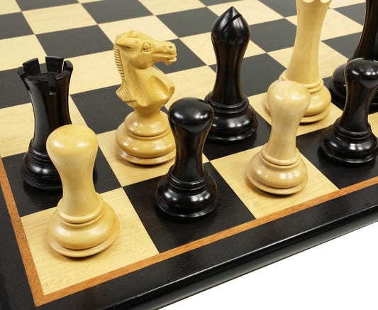 4Q Black Empire Modern Staunton Wood Chess Men Set W 17" Black & Maple Board
