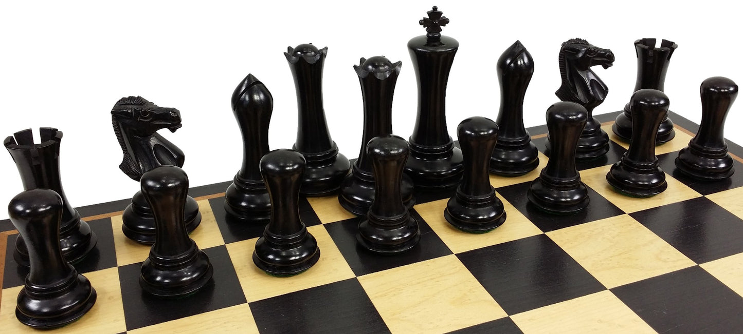 4Q Black Empire Modern Staunton Wood Chess Men Set W 17" Black & Maple Board