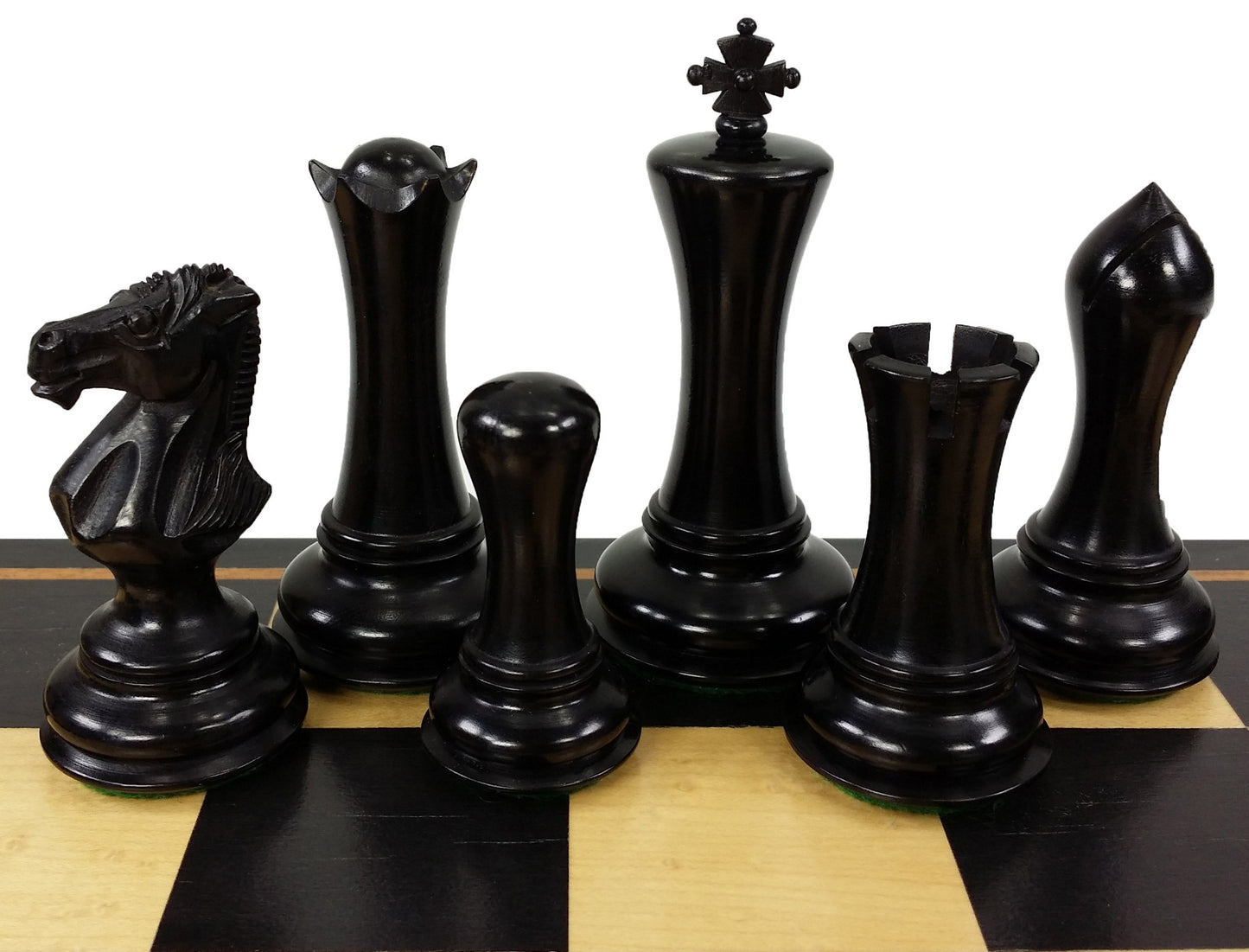 4Q Black Empire Modern Staunton Wood Chess Men Set W 17" Black & Maple Board